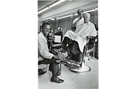 Westbrook Hotel Barber Shop and Shorty the Shoeshine Man, photograph, by Gary Blevins, circa early 1970s