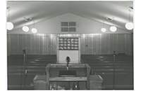 First United Pentecostal Church, Euless, Sanctuary from Pulpit Up Close, Marlon W. Miller, 1983 (088-007-021)