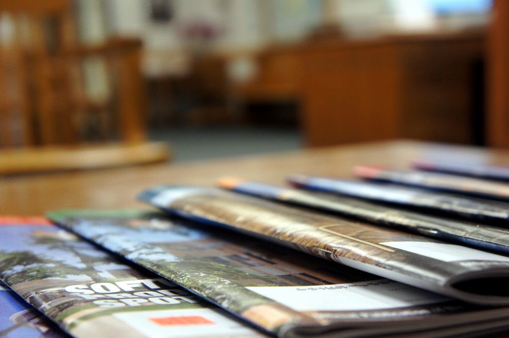 magazines on the table