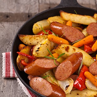 Spicy Roasted Sausage, Potatoes,and Peppers